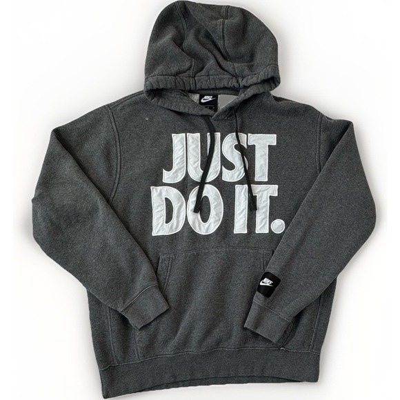 Nike Other - Nike Just Do It Hoodie Sweatshirt Size Medium Gray Pullover Swoosh - READ Flawed